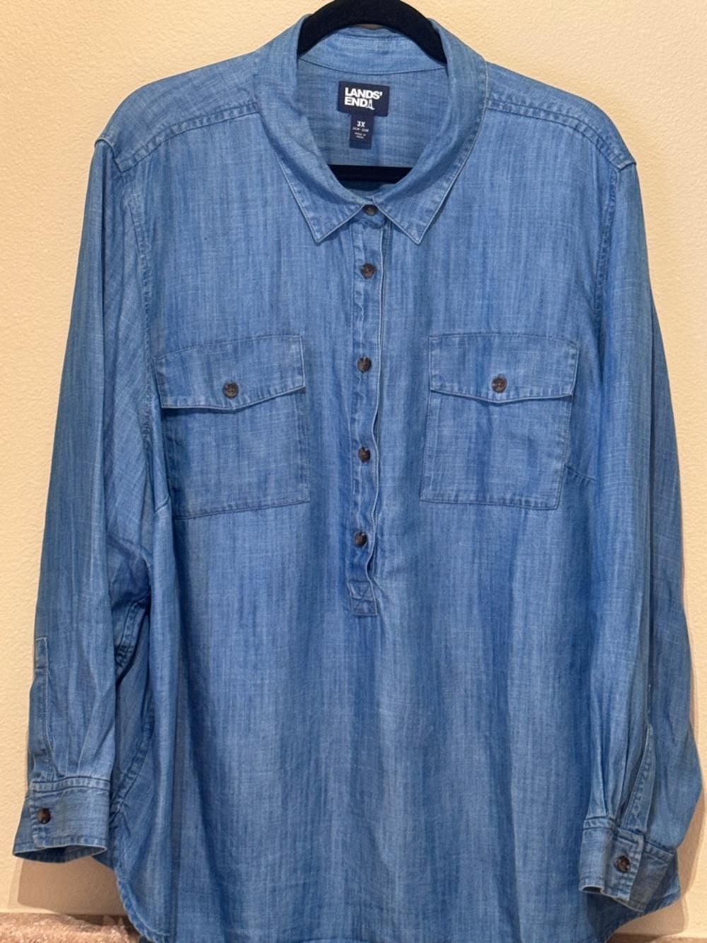 Lands' End TENCEL Popover Shirt - Women’s Plus Size - 3x  in Soft Indigo Blue